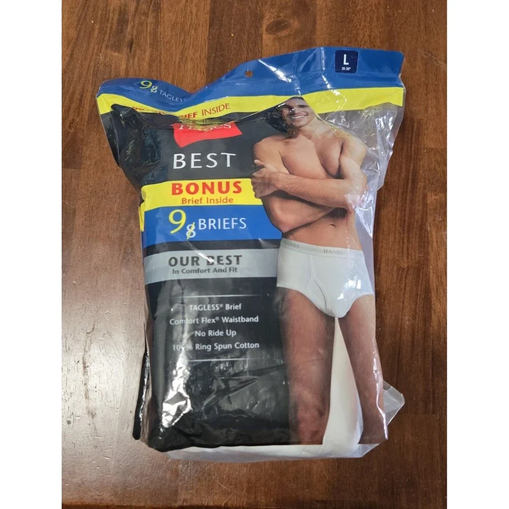Hanes Best Tagless Men's Briefs Comfort Flex No Ride Up White 9-Pack L